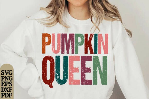 Distressed Pumpkin Queen PNG, Fall SVG