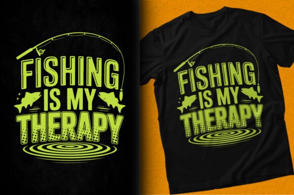 Fishing is My Therapy Typography T-shirt
