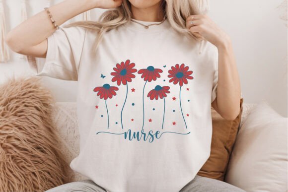 Nurse 4th of July Floral SVG, Flower Usa
