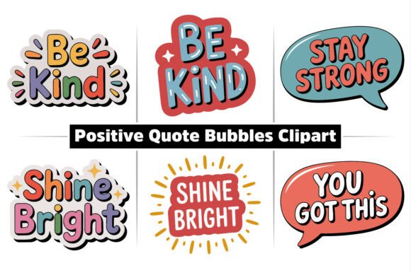 Positive Quote Bubbles Greeting Clipart