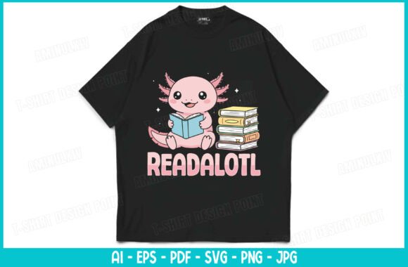 Readalotl SVG Cute Axolotl Reading